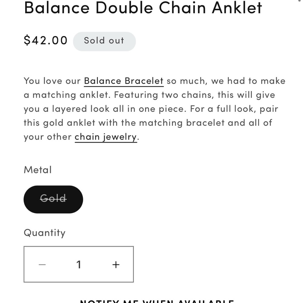 Uncommon James Gold Double Chain Anklet - Picture 3 of 4